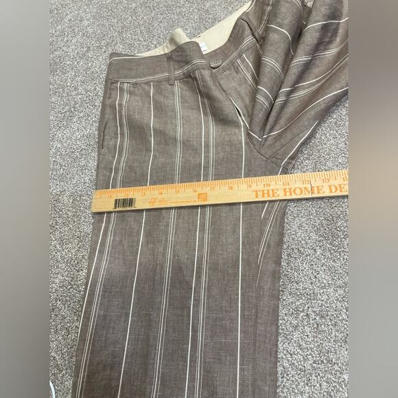 sophisticated vintage palazzo Calvin Klein pinstripe linen blend trouser sz 4 - Picture 11 of 13